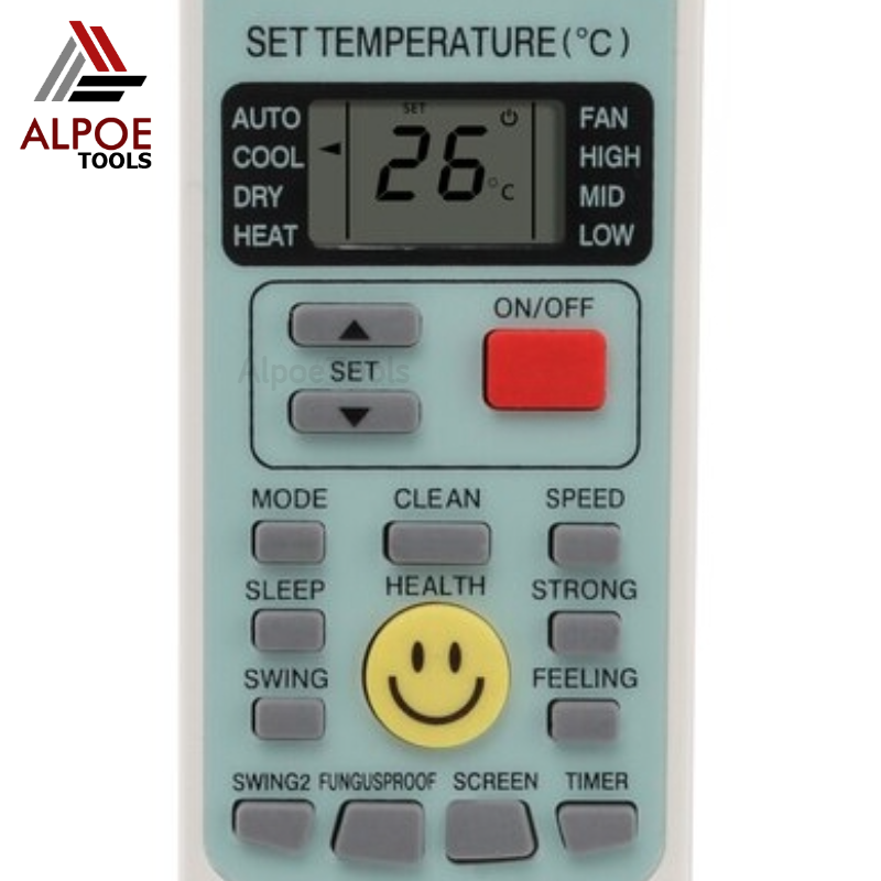 รีโมทแอร์ ยี่ห้อ AJ ปุ่มหน้ายิ้ม รหัส YKR-H009E