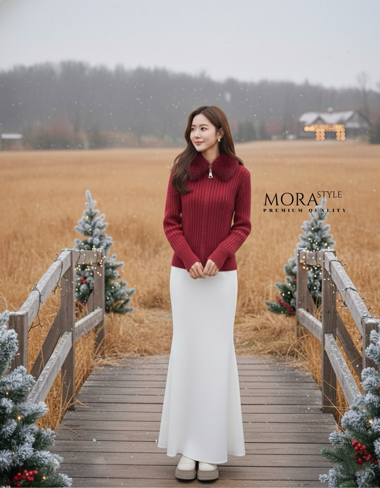 เซ็ท 2 ชิ้น เสื้อไหมพรมแขนยาว แต่งเฟอร์ขนที่คอ มีซิปรูดด้านหน้างานน่ารักมากกกกก มาพร้อมกับกระโปรงยาวผ้าลื่นทิ้งตัวใส่สบายใส่แมทช์สวยมากค่ะ