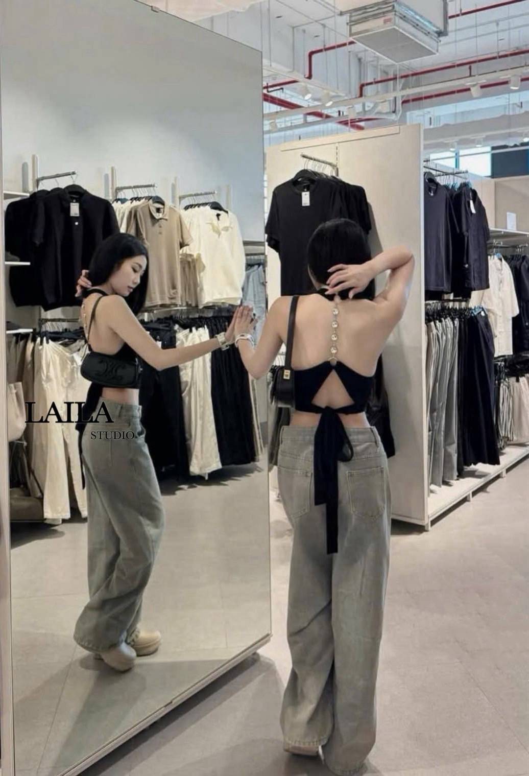 Tag: LAILA Detail: Set เสื้อ+กางเกง งานเสื้อทรงคล้องคอแต่งอะไหล่สีเงินโชว์ด้านหลังสุดเก๋สไตล์สาวแซ่บ เสื้อทรงเข้ารูป มาพร้อมกางเกงยีนส์ขายาวงานผ้าสวย ทรงปล่อยๆแต่งสียีนส์ฟอกอย่างดี สาวเวียดนา มแซ่บๆแมชกันลงตัว #bylaila brand #กางเกงยีนส์ #ยีนส์ #เสื้อคล้อ