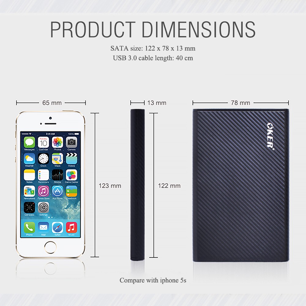 OKER ST-245 EXTERNAL HDD BOX 2.5" SATA USB 3.0/SATA SSD EX-25-OK-245BK