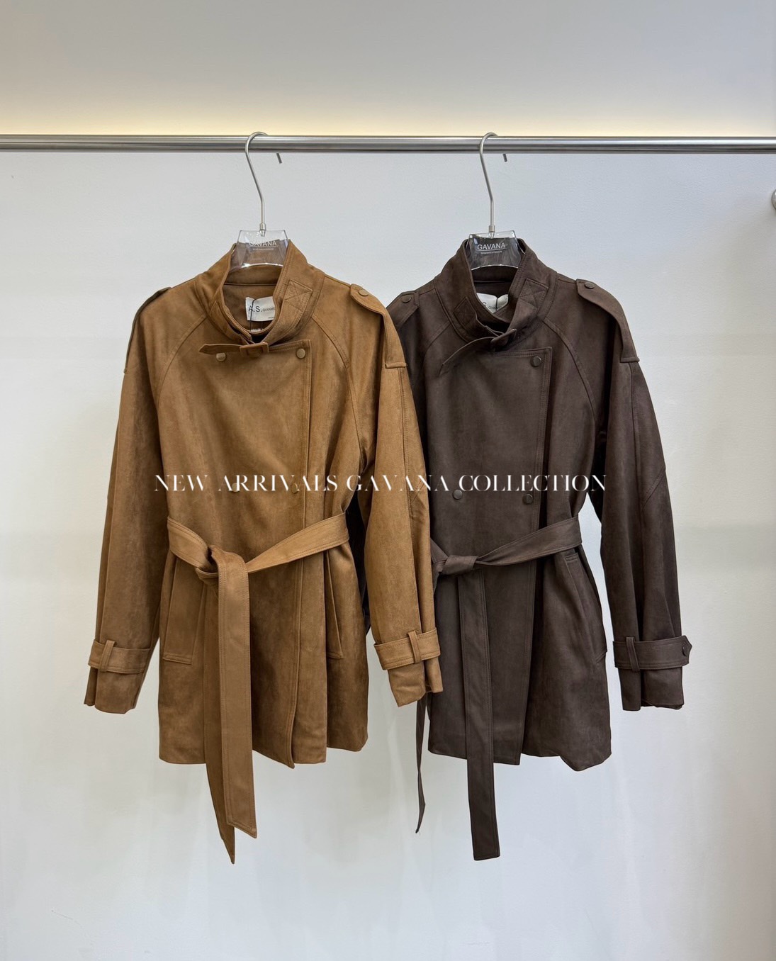 แจ็คเก็ตกันหนาวหนังกลับแขนยาว มาพร้อมเข็มขัด ✔ ดีเทลคอปีน ด้านในบุขนกันหนาว มีกรพเป๋าล้วงข้าง