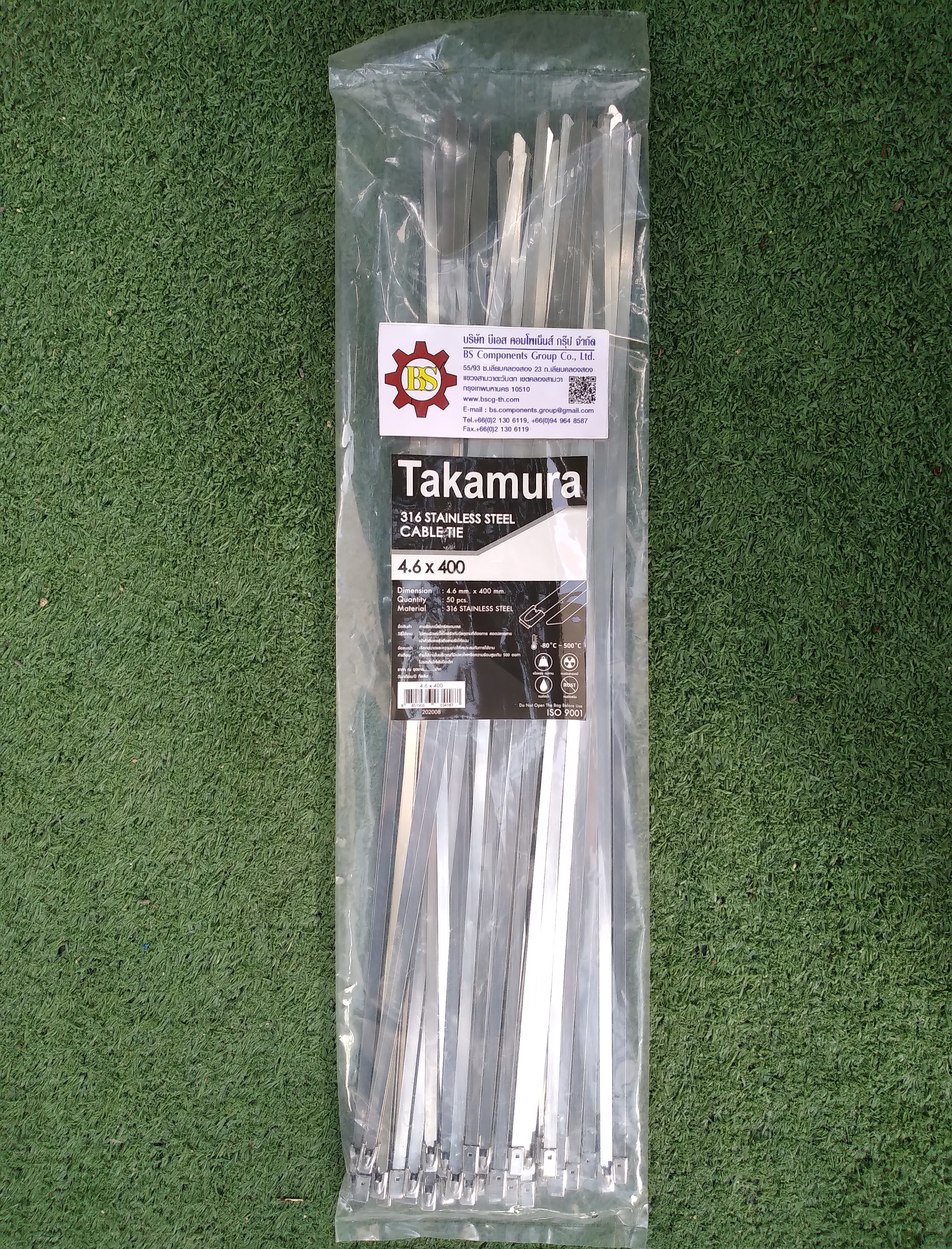 Takamura : เคเบิลไทร์ 15.748" สแตนเลส SUS316, W4.6x400mm.(50ชิ้น/แพ็ค)