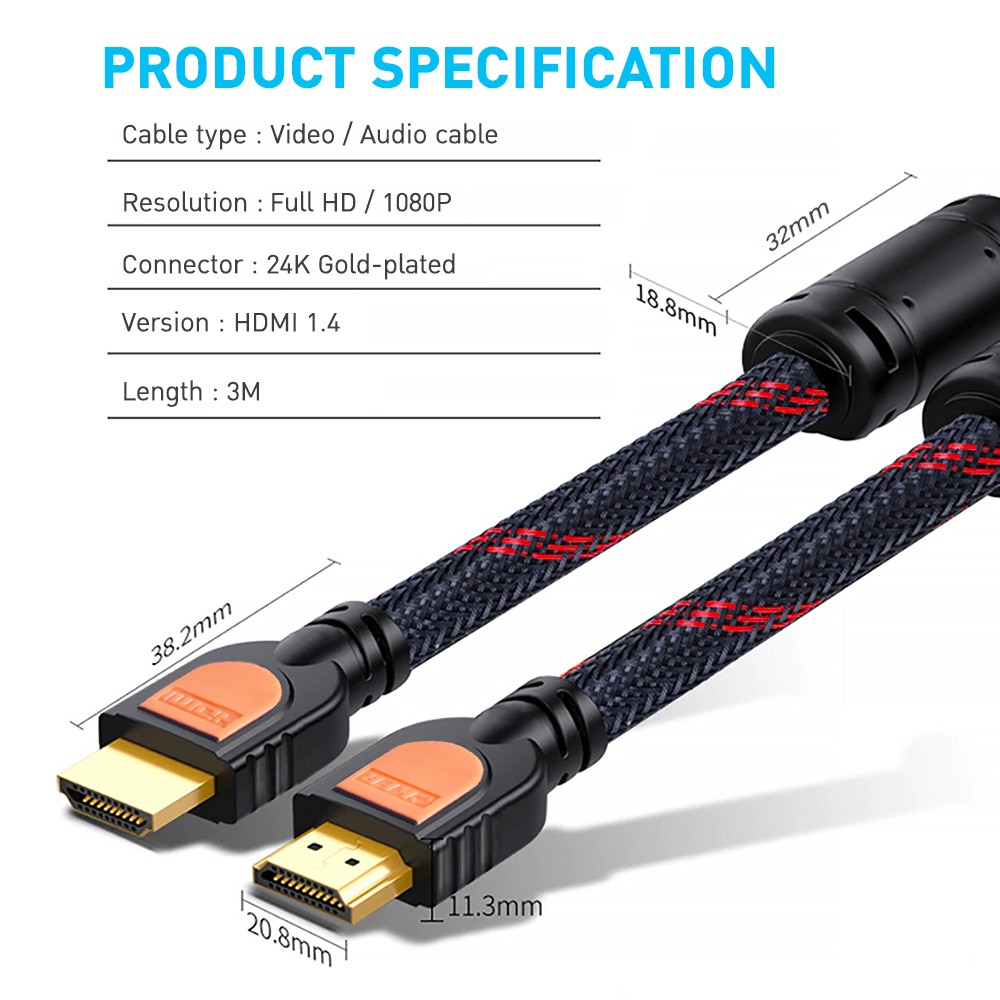 OKER HD-512 OKER 3M HDMI V.1.4 CABLE 3D/1080P CA-HM-HM-03M13