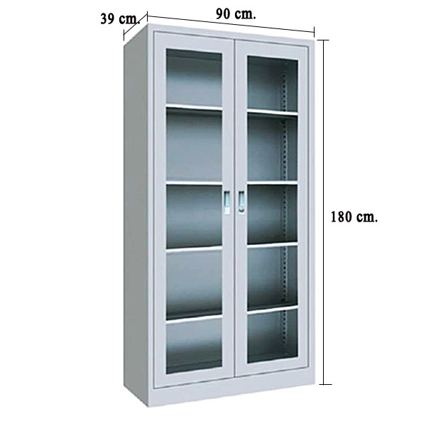 ตู้เหล็ก 2 บานเปิดกระจก MET-WB02