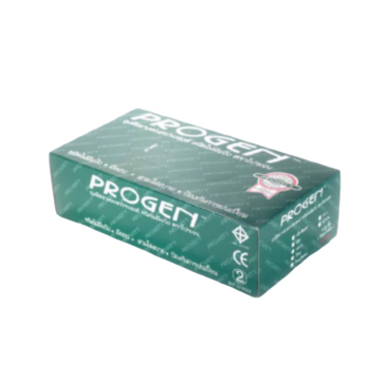 ถุงมือแพทย์ ถุงมือยาง แบบไม่มีแป้ง Brand : Progen