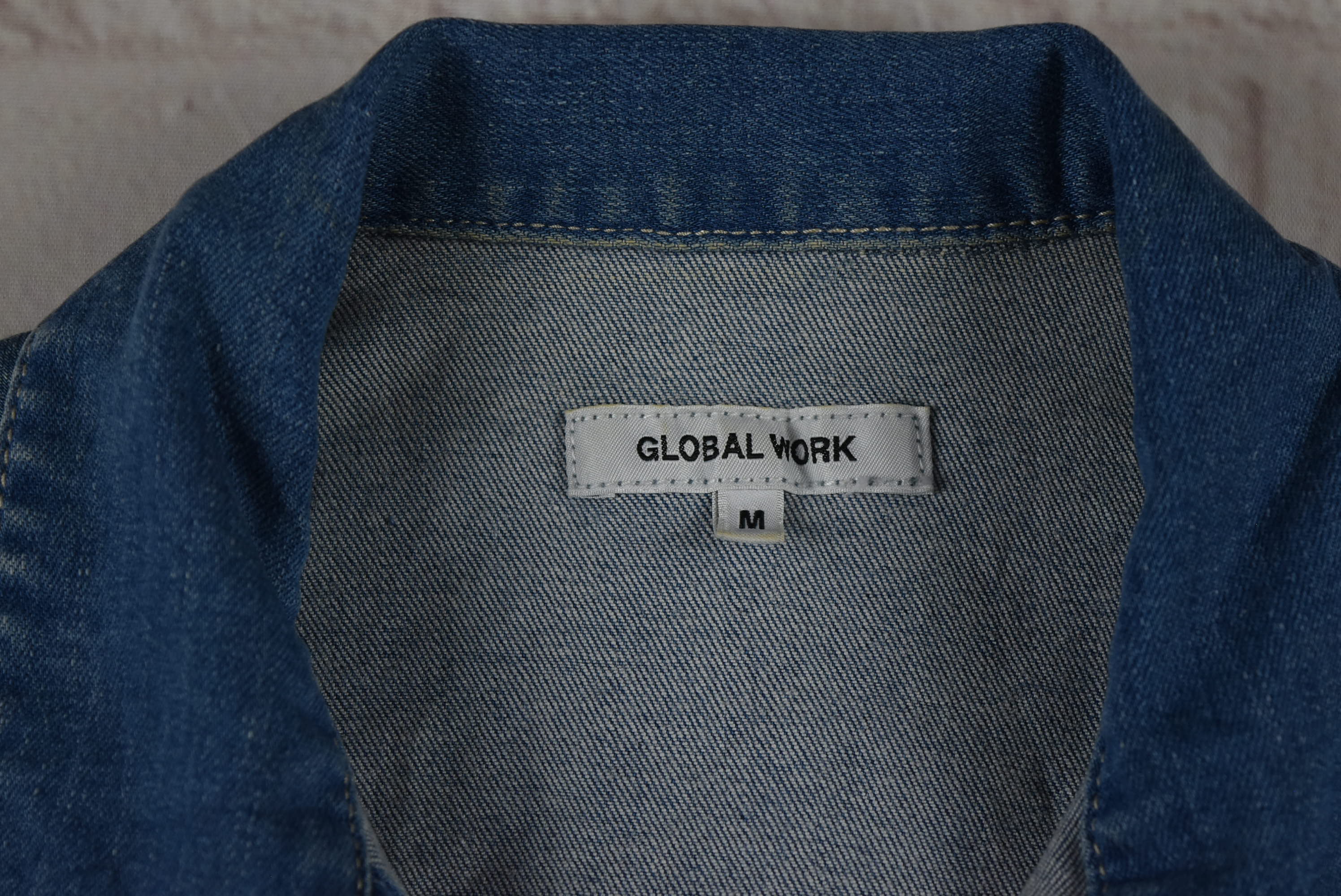 GLOBAL WORK อกจริง 34 ไซส์ S เสื้อแจ็คเก็ตยีนส์ แขนยาว ผู้หญิง เนื้อผ้านุ่มใส่สบาย ทรงสวย มีกระเป๋าข้างเป๋าใน