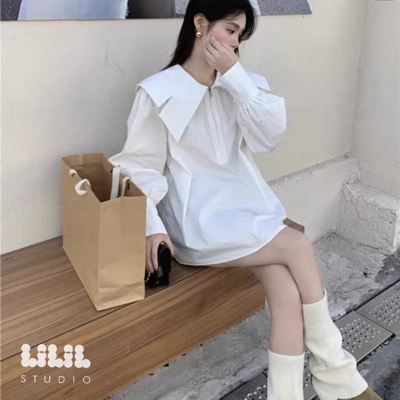 Girly Dress Shrit◾️ เสื้อเชิ้ตตัวยาว ปกสวยผ้าเกรดพรีเมียม ซิปหน้า โซคิ้วมากค่ะ