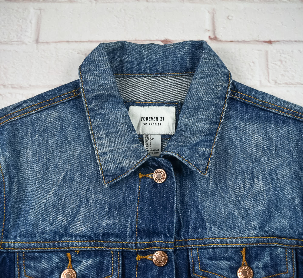 FOREVER21แท้ รอบอก 35 เสื้อแจ็คเก็ตยีนส์ ผู้หญิง ฟอร์เอเวอร์21 สียีนส์ เสื้อแขนยาว เนื้อผ้าดี