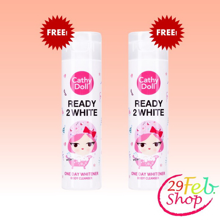 Cathy Doll Ready 2 White Lightening Foam 100ml + One Day Body Cleanser 85ml 2pcs. โฟมเนื้อนุ่ม + ครีมอาบน้ำ เคที่ดอลล์