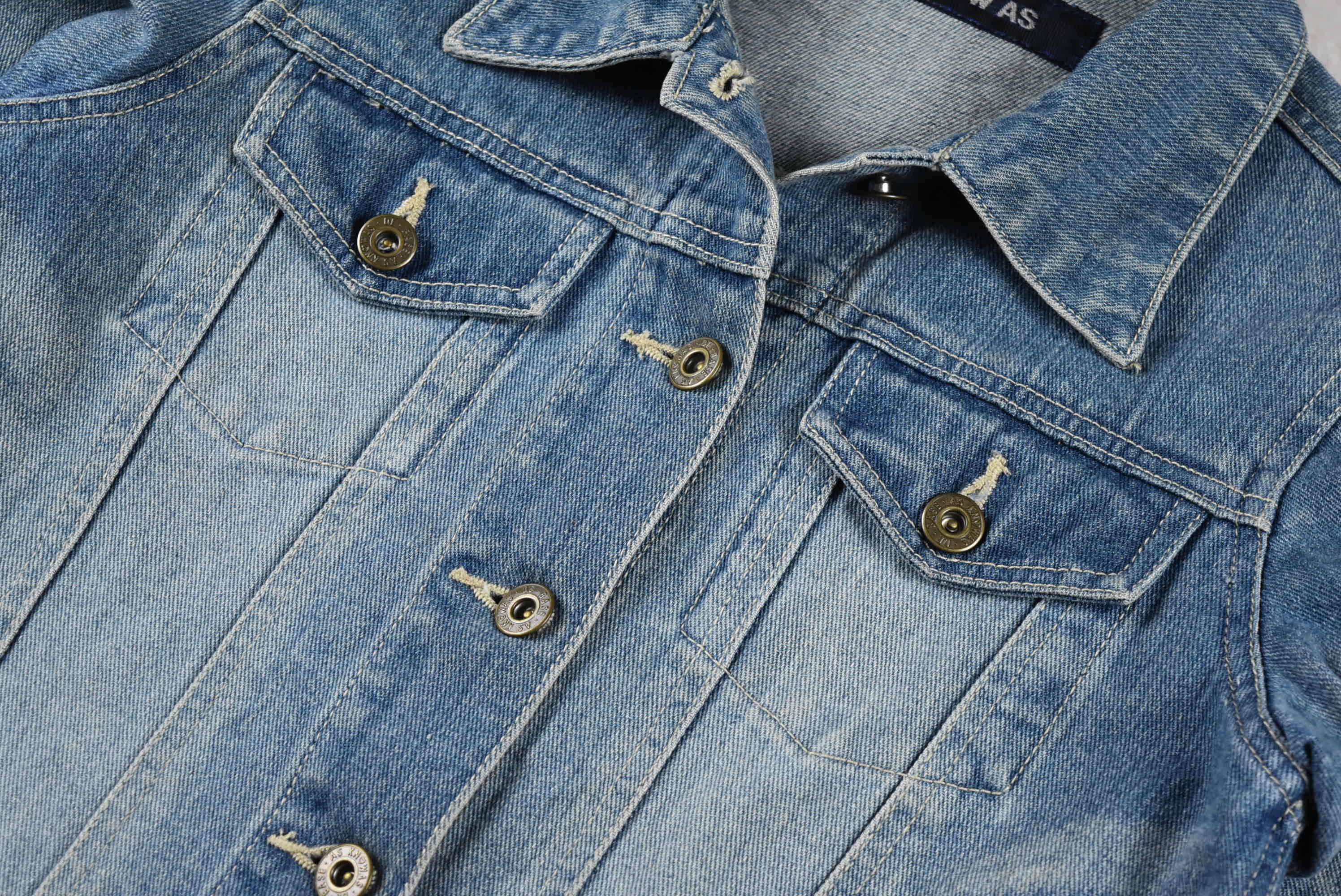 AS KNOW AS อกจริง 34 ไซส์ S เสื้อแจ็คเก็ตยีนส์ แขนยาว ผู้หญิง สีฟอกซีด ทรงสวยใส่สบาย ใส่คลุมกันแดด