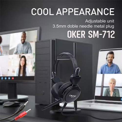 SM-712 OKER HEADPHONE+MIC สีดำ HP-HM-OK-712BK