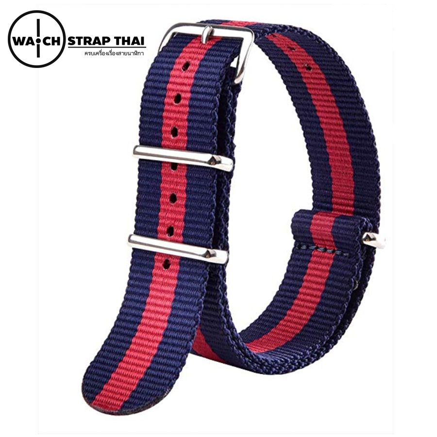 สายนาฬิกานาโต้ สายนาฬิกาผ้าไนลอน NATO Nylon Watch Strap 01 มีขนาด 20 , 22 mm สำหรับ Rolex , Seiko , Omega (Blue-Red-Blue)