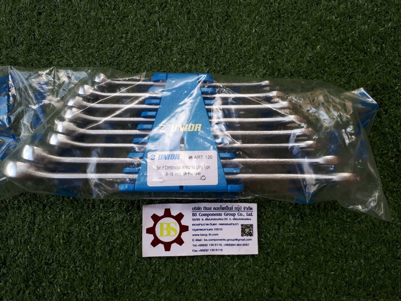 UNIOR : ประแจแหวนข้างปากตายตัวยาว 8ตัว/ชุด 120/1CB ในคลิปพลาสติก 8-19mm.