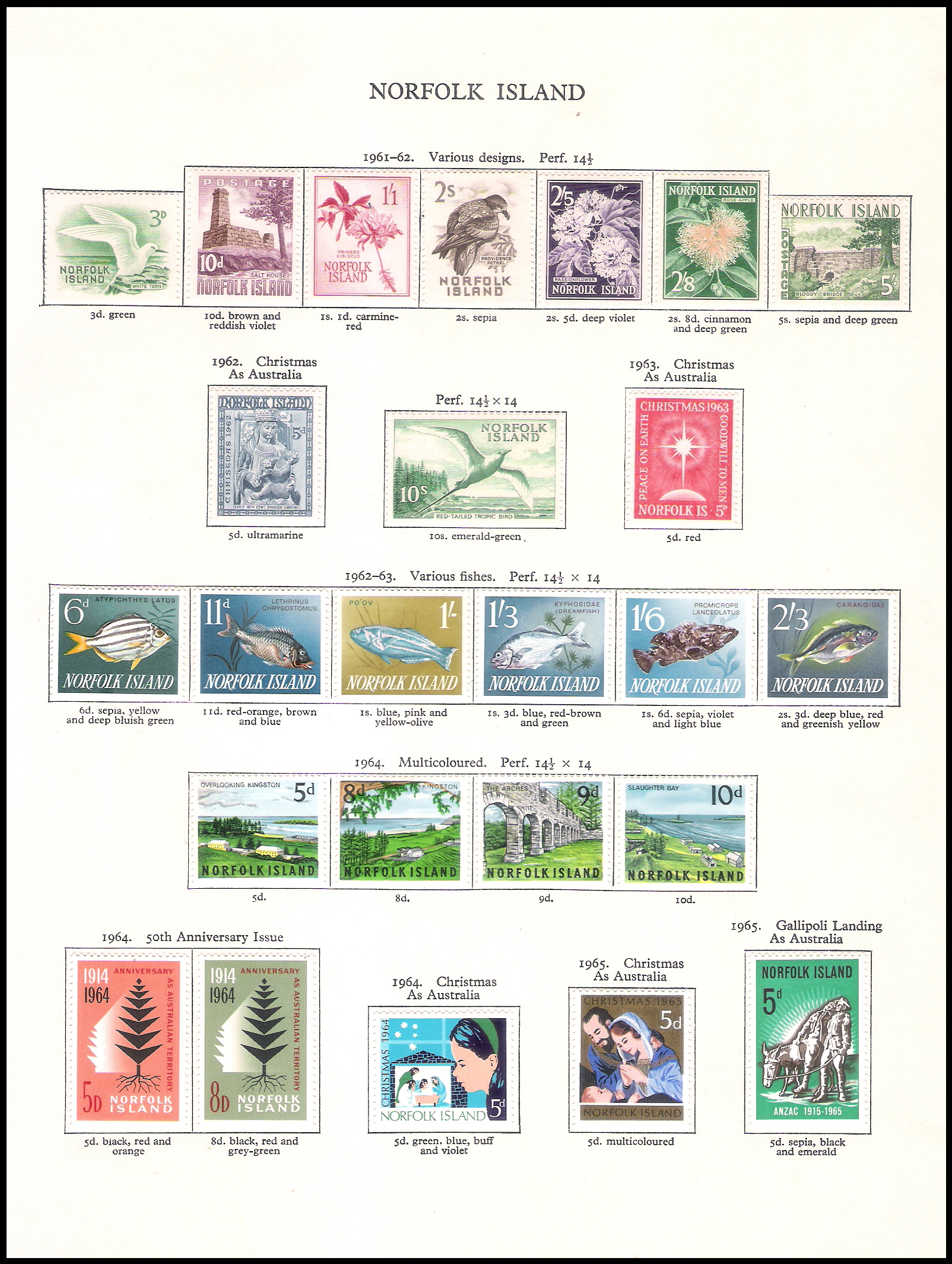 (4 SHEETS) 1961-1969 Norfolk Island