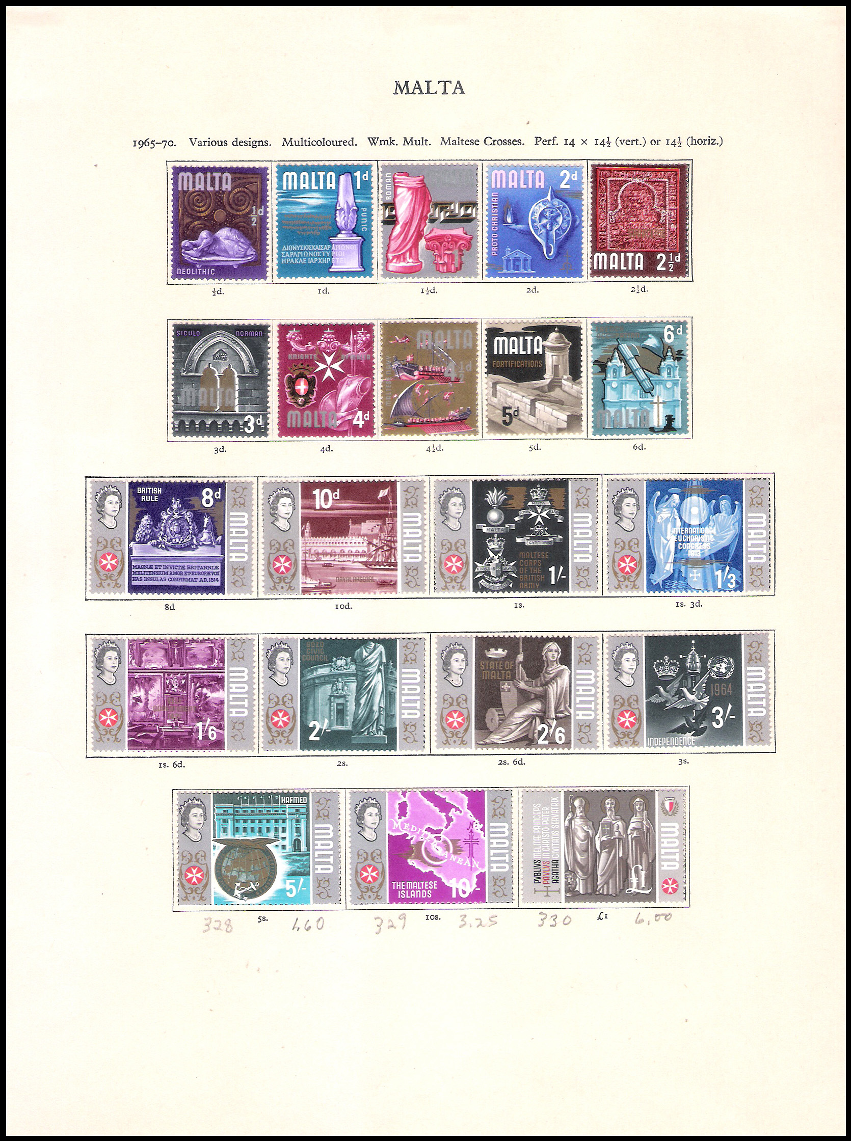 3 SHEETS 1965-1970 Malta (43 Stamps)