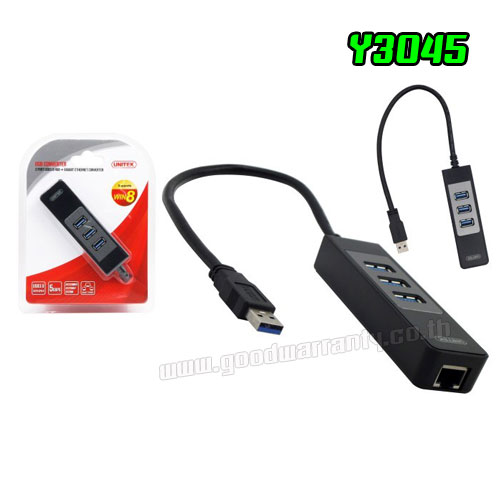 Y-3045C USB 3.0 3-Port Hub + Gigabit Ethernet Converter (USB TO LAN) SKU-01439