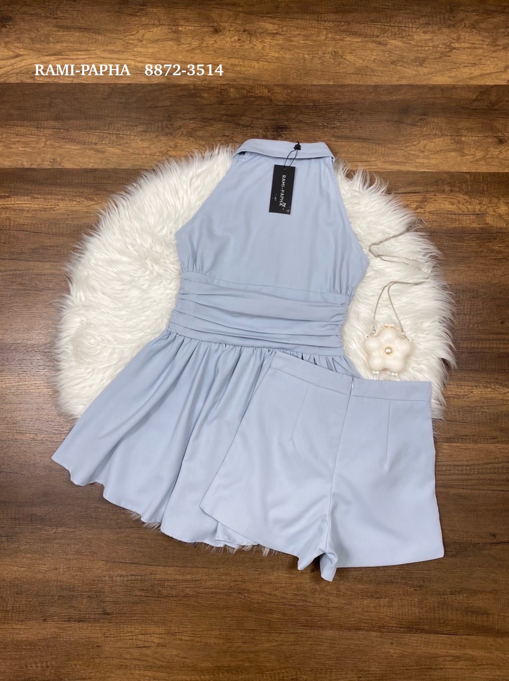 Ready to shipping ⚜️Label :: RAMI-PAPHA(รมิปภา) Milky Blue Set. (emoji) เซตสีฟ้านมๆสวยหวาน เสื้อคอปก กระดุมหน้า ดีเทลเก๋ทั้งตัว ดีเทลชายเสื้อเล่นเลเยอร์ เนื้อผ้านิ่มพริ้วอย่างดี สวมใส่สบาย ++กางเกงขาสั้น เนื้อผ้าและสีเดียวกัน ซับในอย่างดีทั้งตัว มี