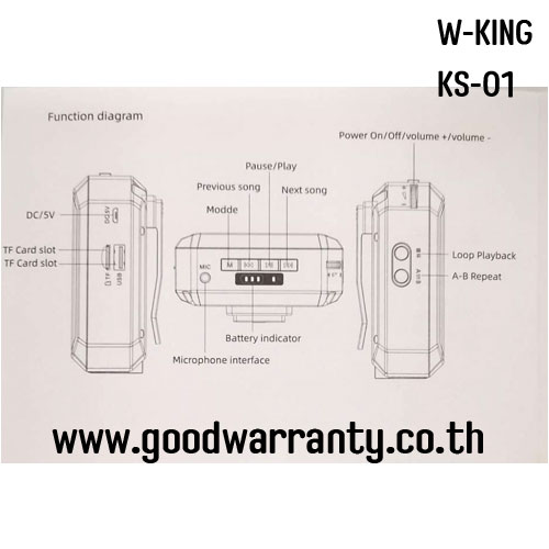 KS-01 W-KING ลำโพงขยายเสียง แบบพกพา ไมค์ช่วยสอน ไกด์นำเที่ยว SKU-03113