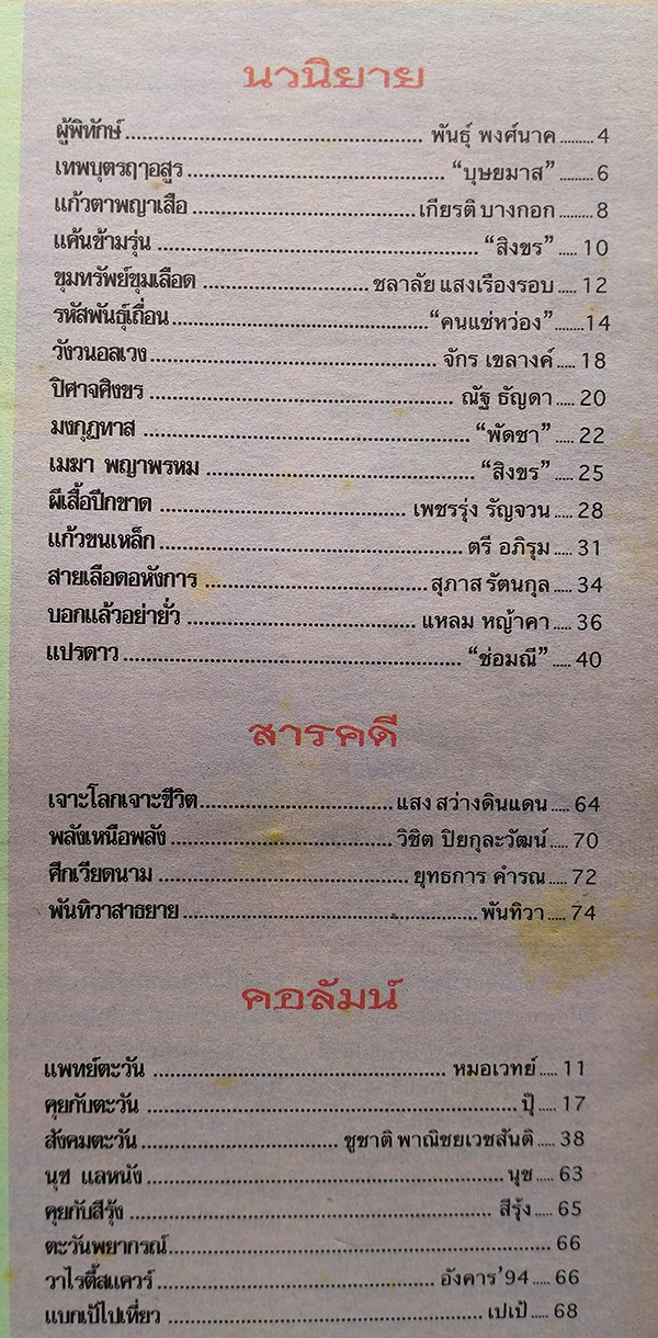 ตะวันสแควร์ ปีที่ 30 ฉบับที่ 1525 จันทร์ 15 กรกฎาคม 2545 (ศศิรัตน์ พงษ์แสวง)