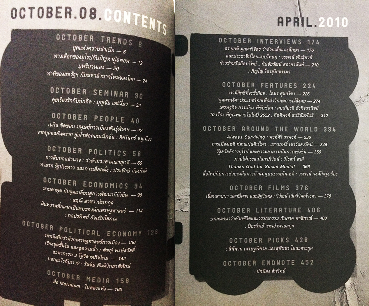 October 08 ฉบับ เศรษฐกิจการเมืองโลกและไทย-ในยุคสมัยแห่งความว่างเปล่า