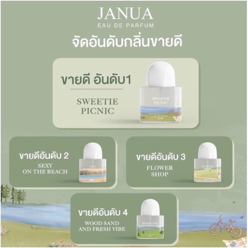 น้ำหอม Janua 30 ml แจนยัวร์ Eau De Parfum มี 5 กลิ่น Sweetie Picnic / Sexy On The Beach / Flower Shop / Wood Sand