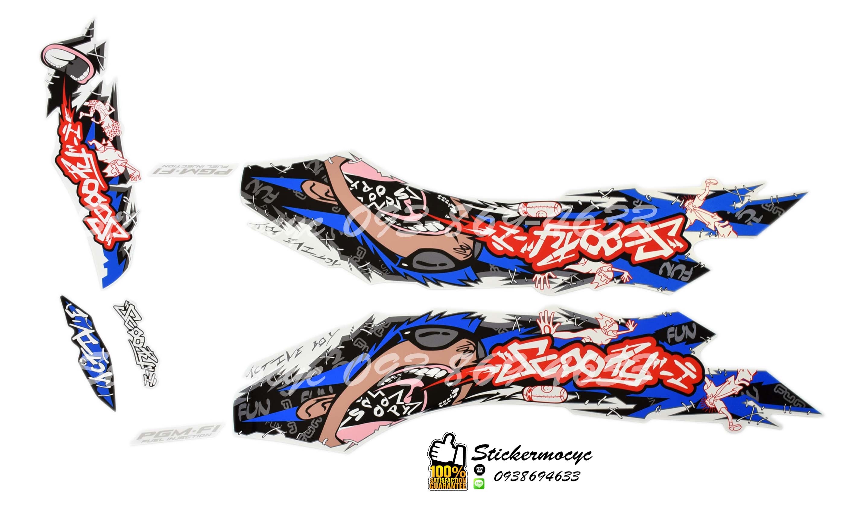 Sticker 3M Honda Scoopy i ปี 2012 รุ่น 7 Active Boy ติดรถสี น้ำเงินดำ สติ๊กเกอร์แท้ 3เอ็ม ติดรถมอเตอร์ไซค์ ฮอนด้า สกู๊ปปี้