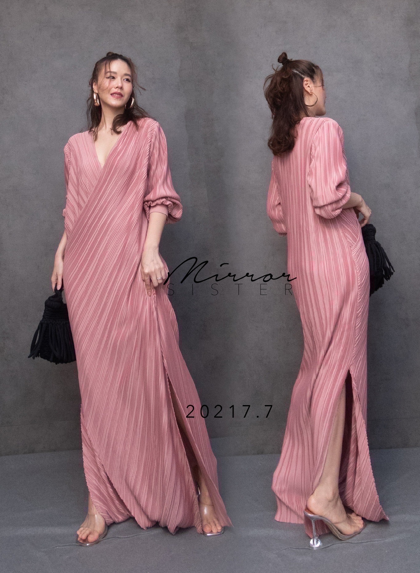 MiRRoRSiSTER’s SoNAR PLeaT DReSS•• แมกซี่เดรสพลีทตัวยาวววว...ดีไซน์สวยหรู ช่วงอกไขว้ทับกันอย่างเก๋ ช่วงตัวปล่อยยาวผ่าด้านข้าง เนื้อผ้าอัดพลีทอย่างดียืดหยุ่นได้เยอะ โทนสีสวย ใส่ออกงานโดดเด่น เฉิดฉายแน่นอน
