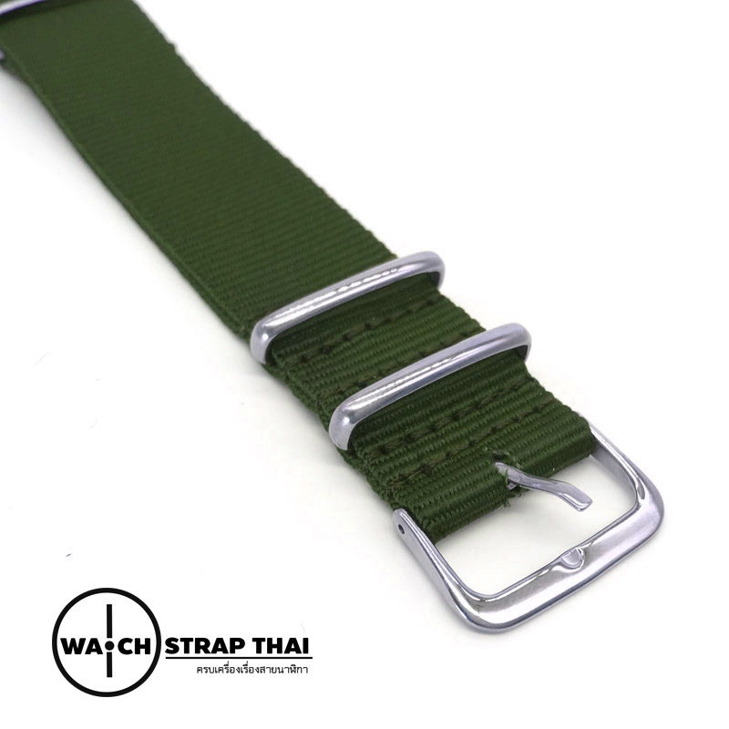 สายนาฬิกานาโต้ สายนาฬิกาผ้าไนลอนสีเขียว NATO Nylon Watch Strap Green มีขนาด 18 , 20 , 22 mm สำหรับ Rolex , Seiko , Omega
