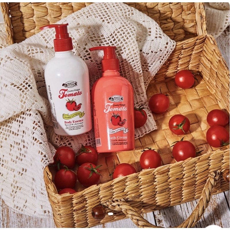 (แพ็คคู่) BEAUTY COTTAGE โลชั่น และ ครีมอาบน้ำมะเขือเทศ COUNTRY DELIGHT TOMATO DOUBLE LYCOPENE BODY ESSENCE & BATH CREAM