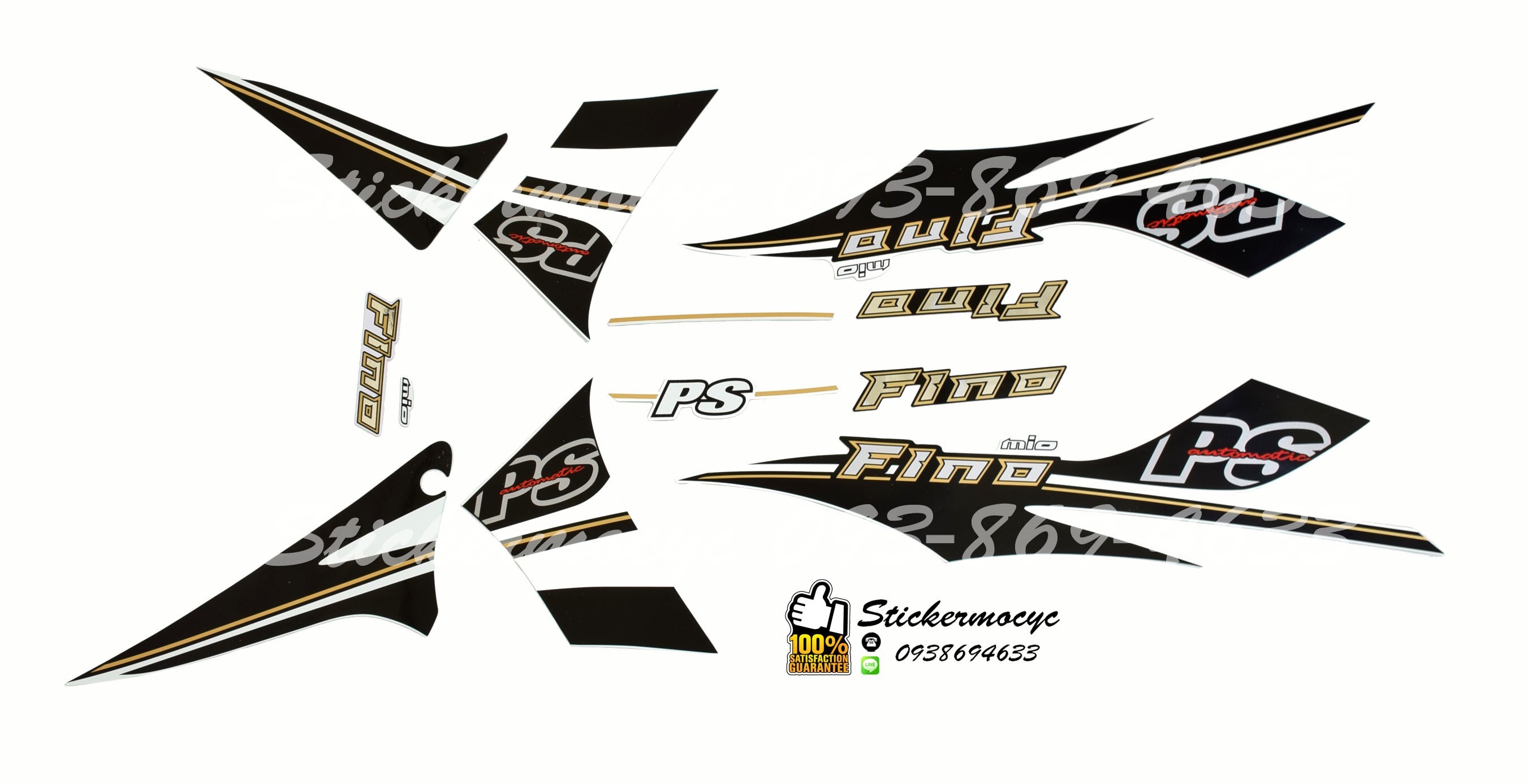 Sticker 3M Yamaha Fino Premium ปี 2013 รุ่น 23 ติดรถสี ขาว ดำ (เคลือบเงา) สติ๊กเกอร์ 3 M แท้ สติ๊กเกอร์ติดมอไซค์ ยามาฮ่า ฟีโน่