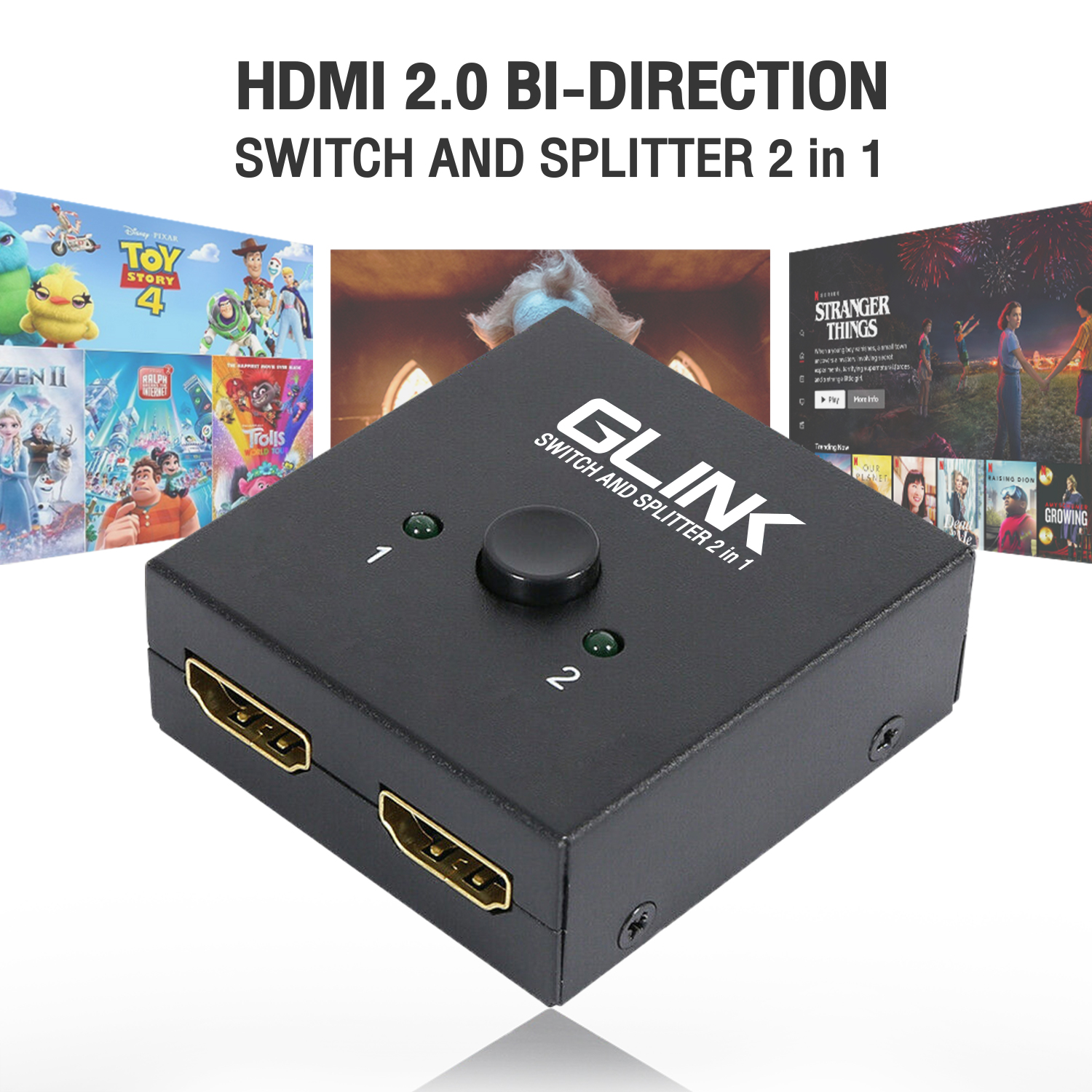 GL-400 GLINK HDMI 2.0 BI-DIRECTION SWITCH AND SLITTER 2 IN1 DA-GO-HM-GL400