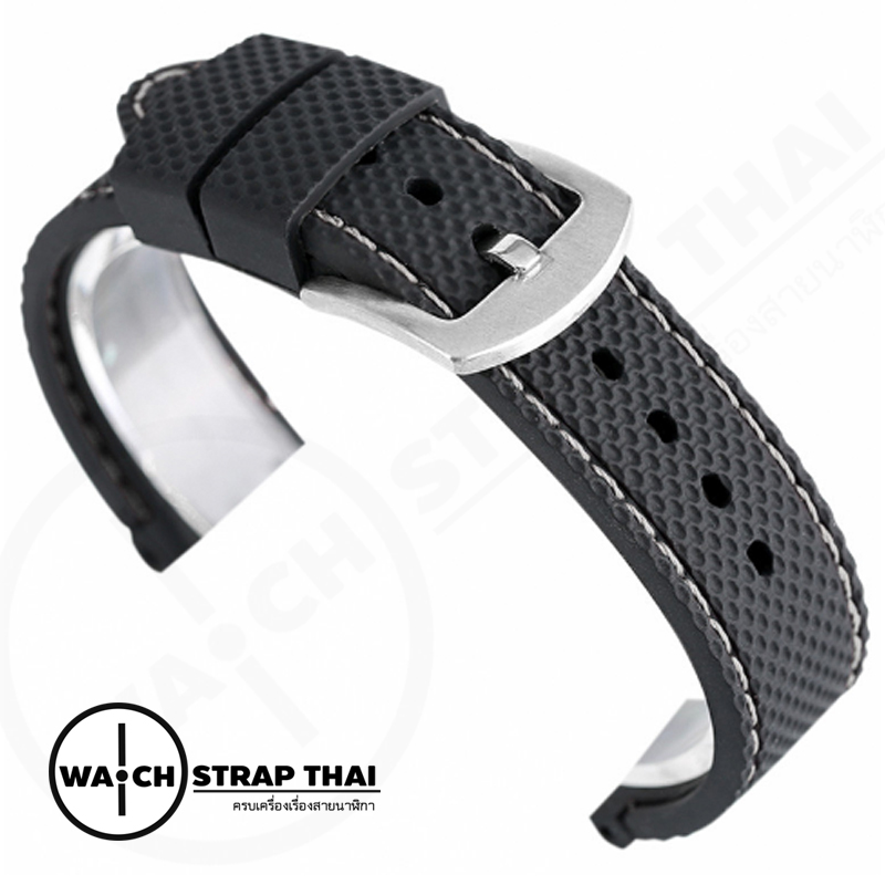 สายนาฬิกายาง SET03 เดินด้ายขาว Rubber Watch Strap White มีขนาด 20,22 mm