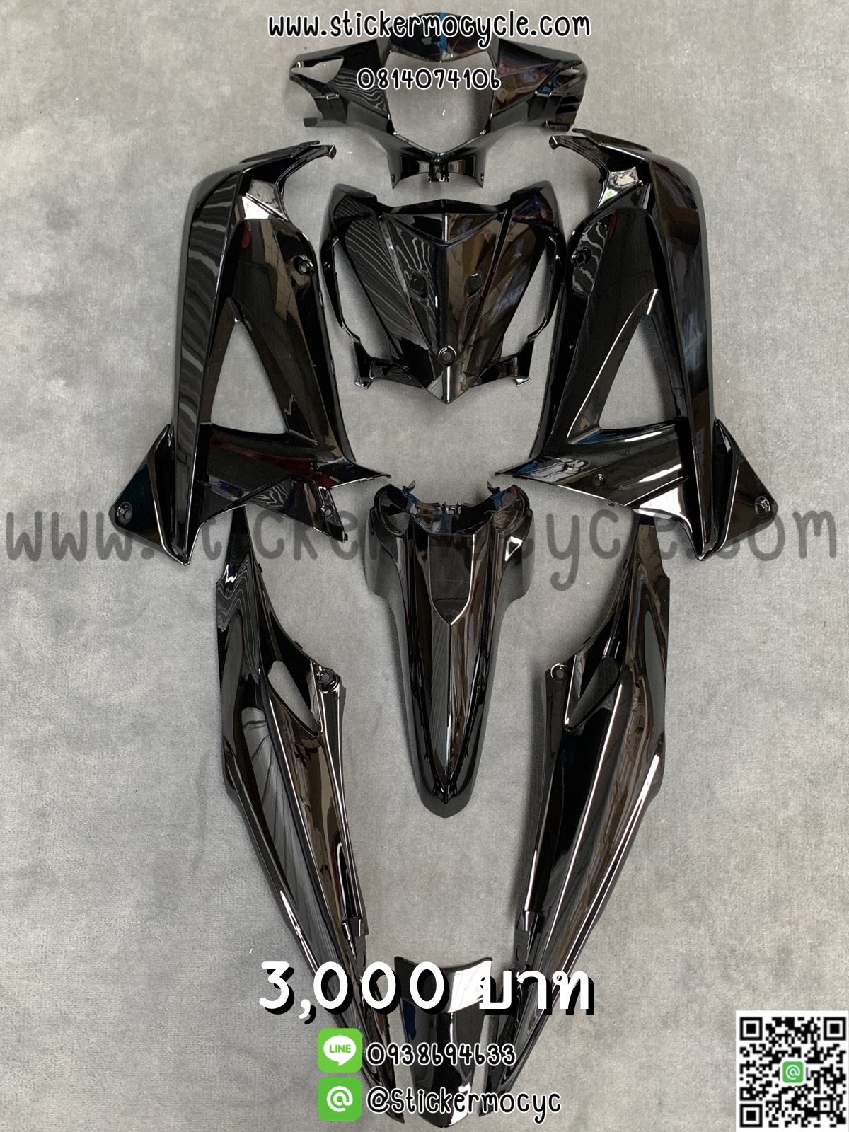 ชุดสี Honda Wave100X,125X สีดำ งานเทียม Abs ฮอนด้าเวฟ100X เวฟ125X