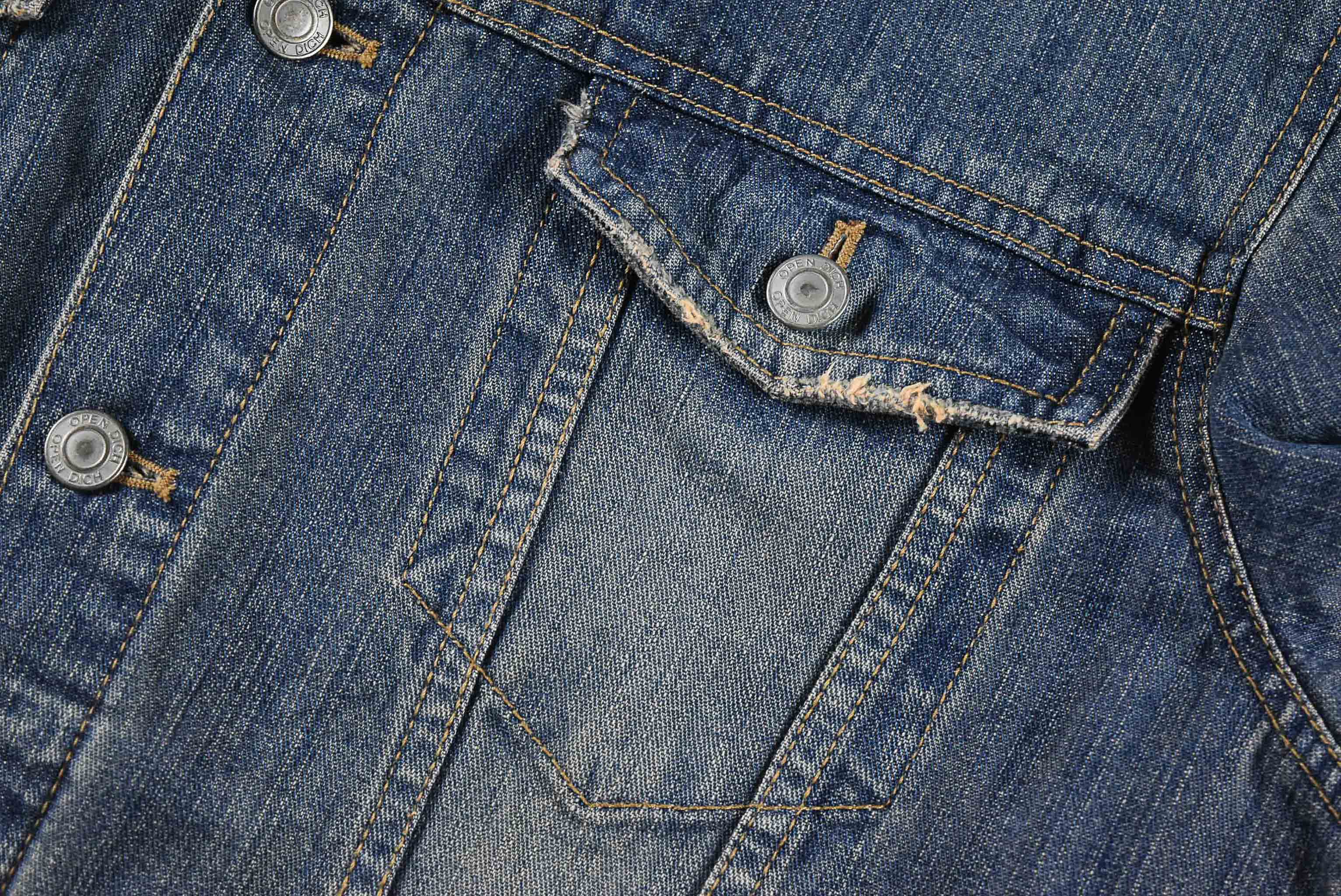 OPEN DICH อกจริง 42 ไซส์ L เสื้อแจ็คเก็ตยีนส์ แขนยาว ผู้ชาย สีฟอกซีด ทรงสวย มีกระเป๋าข้าง ใส่คลุมกันแดด