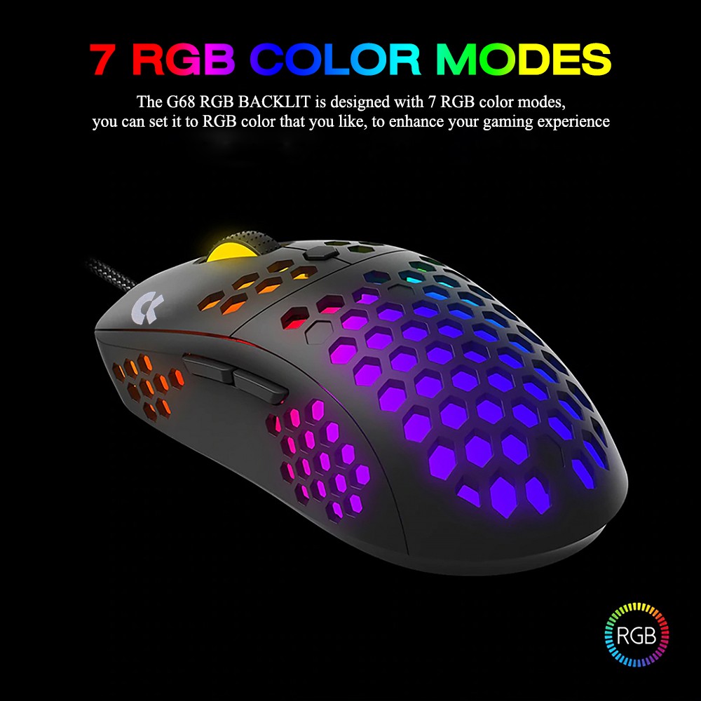 OKER G68 MOUSE MACRO USB 10000DPI ESPORTS GAMING RGB MECHANICAL SKU-02952