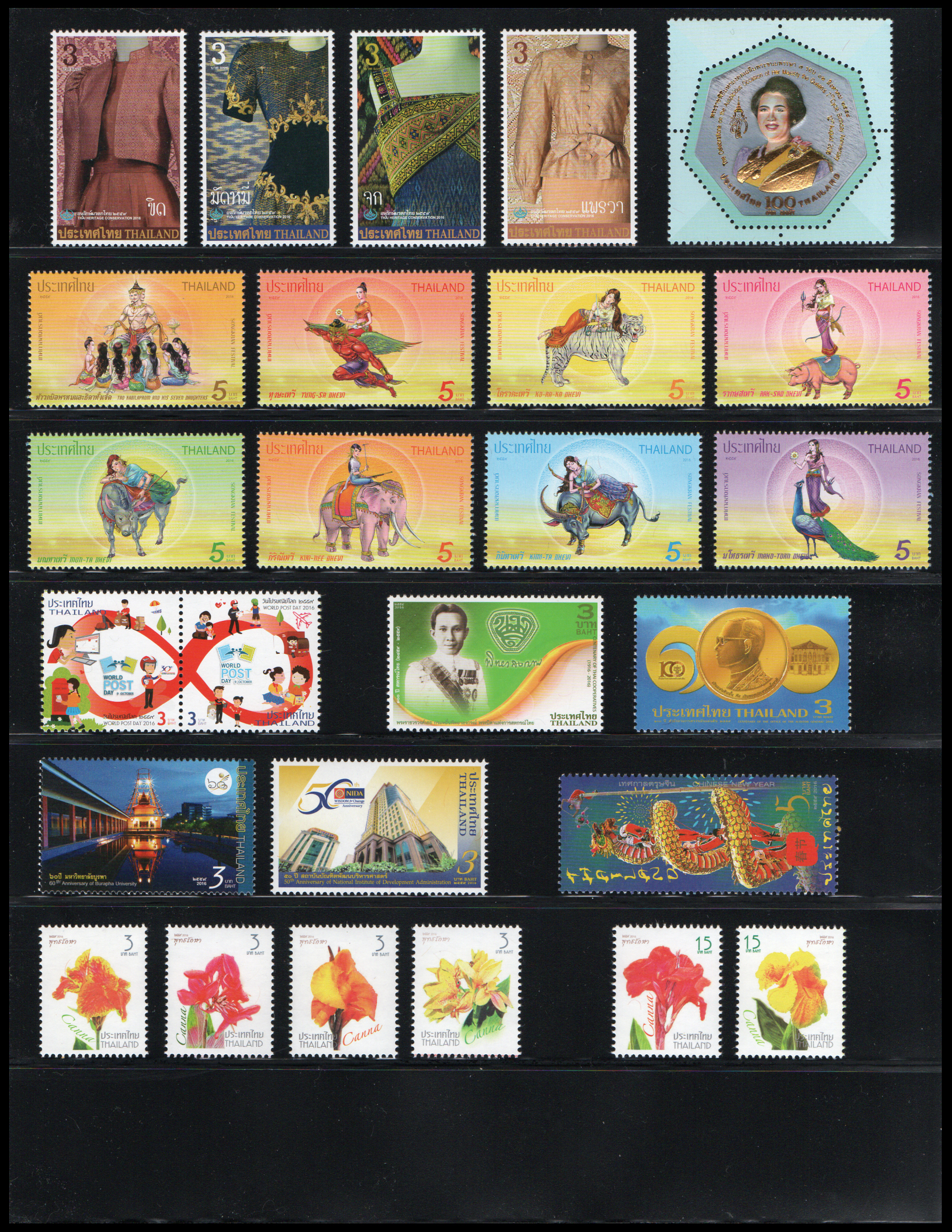 แสตมป์ครบปี 2559 (พร้อมเม้าท์แสตมป์ และรายละเอียดแสตมป์ภายในชุด)