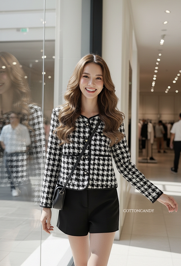 เสื้อครอปรุ่นนี้คือสวยมากๆ ผ้าทอทวีตเนื้อพรีเมี่ยม สั่งทอเนื้อดี ลายสวยคลาสสิค ใส่สบายได้ทั้งปีใส่แล้วได้ลุคสุดหรูอลยคร่าาา