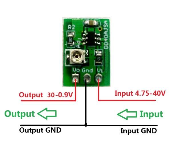 DD40AJSB 5-40V ถึง 24V 12V 5V แรงดันไฟฟ้าที่ปรับได้แบบ step-down แรงดันไฟฟ้ากระแสตรงแปลงโมดูลแหล่งจ่ายไฟ