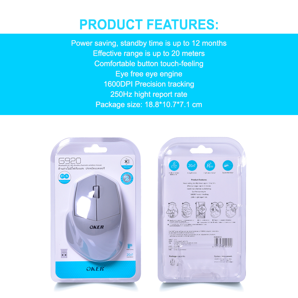 G920 OKER BLUETOOTH & 2.4G WIRELESS MOUSE MO-OK-WL-G920X