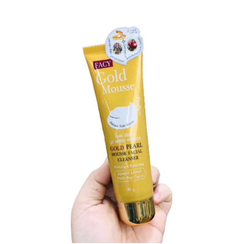 มูสโฟมล้างหน้าทองคำ + ไข่มุก Facy Gold Pearl Mousse Facial Cleanser 80 g