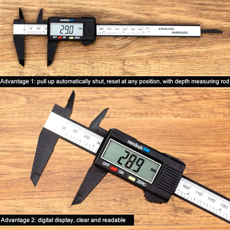 150mm Digital Vernier Caliper Gauge Carbon Fiber Micrometer 0.1mm