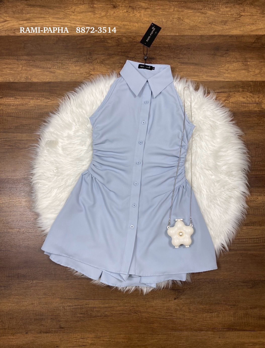 Ready to shipping ⚜️Label :: RAMI-PAPHA(รมิปภา) Milky Blue Set. (emoji) เซตสีฟ้านมๆสวยหวาน เสื้อคอปก กระดุมหน้า ดีเทลเก๋ทั้งตัว ดีเทลชายเสื้อเล่นเลเยอร์ เนื้อผ้านิ่มพริ้วอย่างดี สวมใส่สบาย ++กางเกงขาสั้น เนื้อผ้าและสีเดียวกัน ซับในอย่างดีทั้งตัว มี