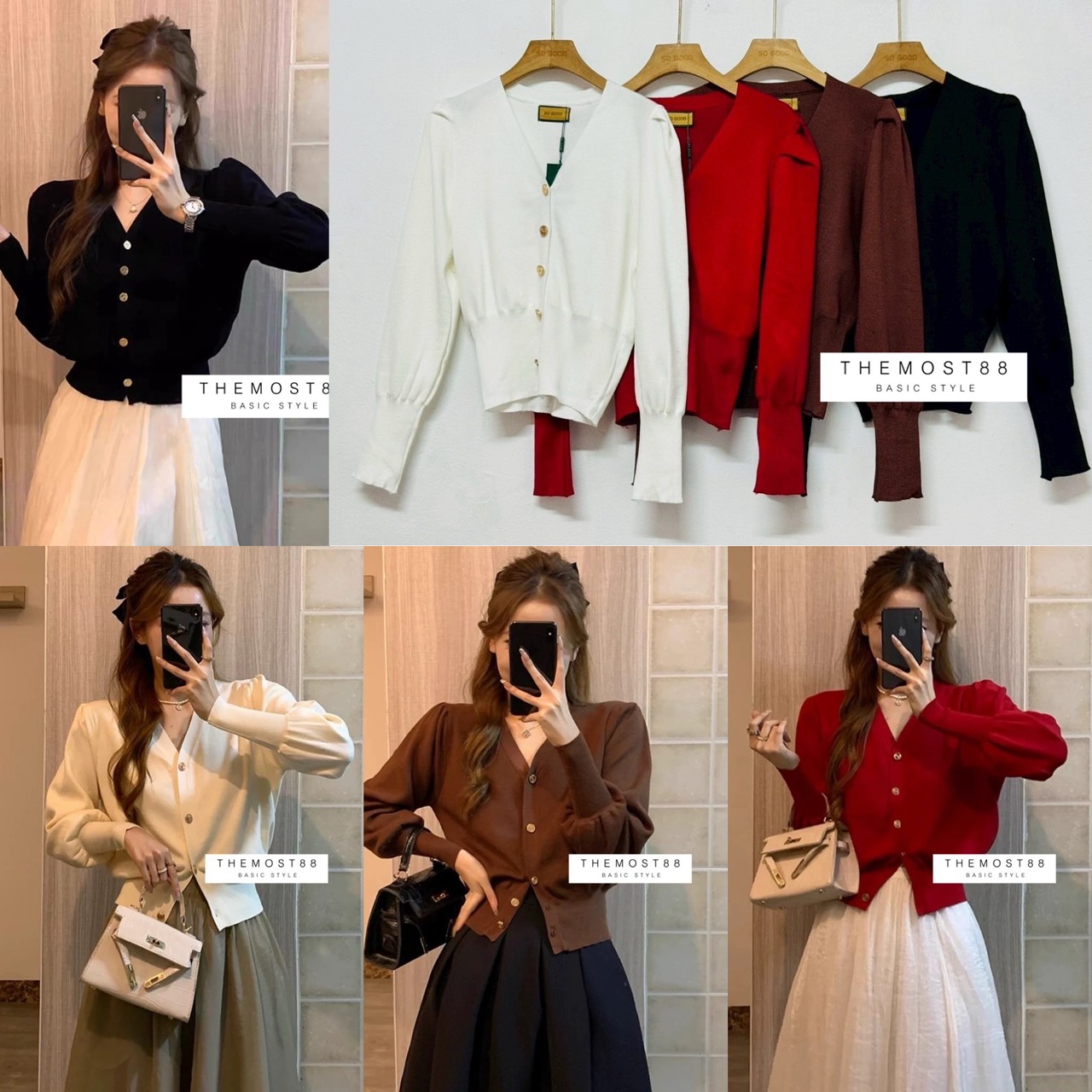 เสื้อคาร์ดิแกนปั๊วะ ๆ ที่ใส่เมื่อไหร่ก็ได้ลุคคุณหนูเกาหลีแบบ effortless 💗 ดีเทลกระดุมทองช่วยยกระดับลุคให้ดูแพงขึ้นอีกเท่าตัว ทรงพอดีตัว แขนพองเบา ๆ