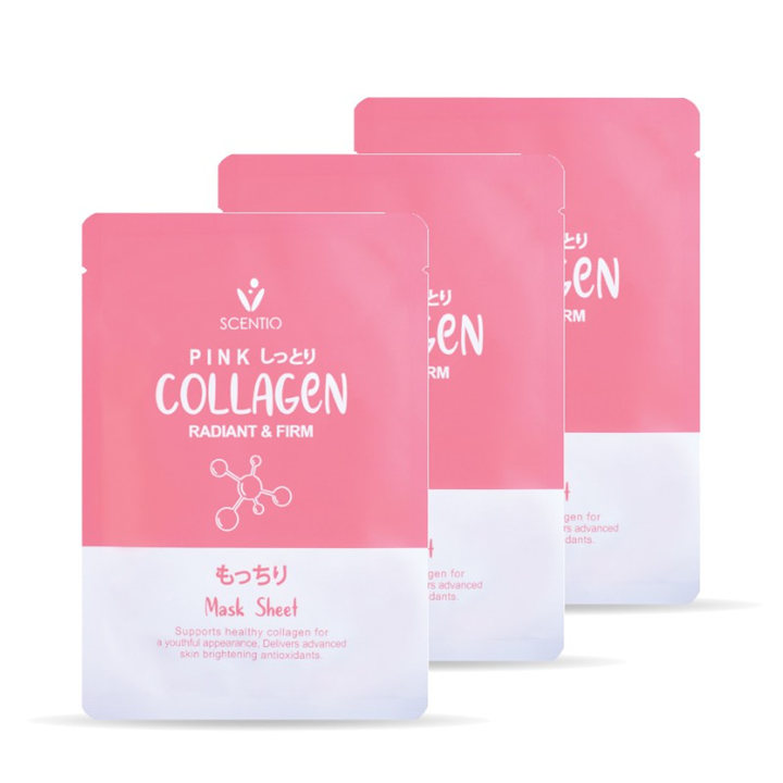 Scentio Collagen Pink Mask Sheet 1 ชิ้น แผ่นมาส์กหน้า เซนทิโอ