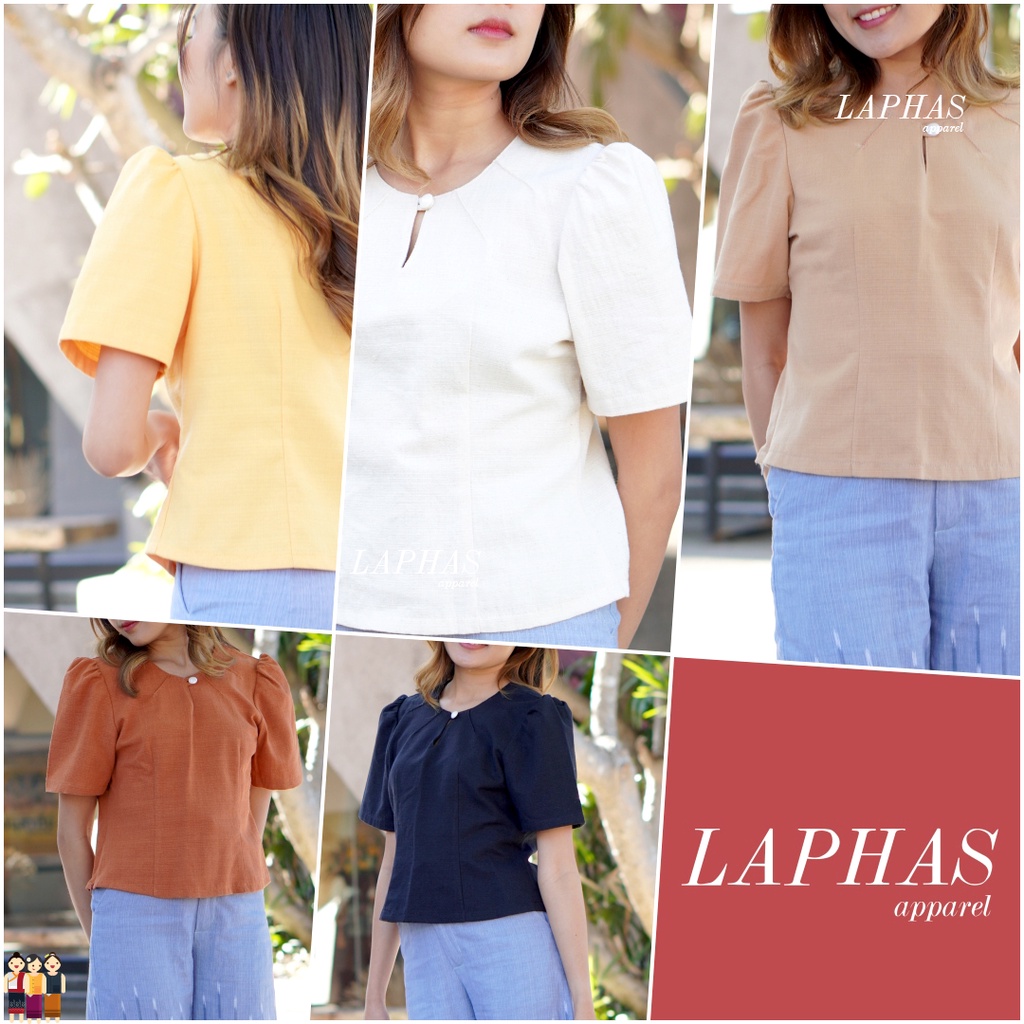 เสื้อแขนตุ๊กตา [มีสีให้เลือก] ผ้าฝ้าย ฝอกนุ่ม 100% กระดุมน่ารัก เสื้อผ้าฝ้ายคอกลม LOOM Women Clothing