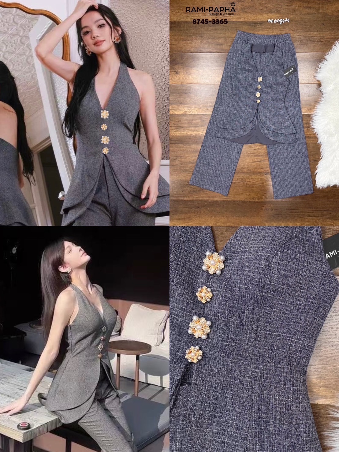 Label :: RAMI-PAPHA(รมิปภา) เซตเสื้อคอวีคล้องคอทรงสวย +กางเกงขายาวทรงสวย #เสื้อผ้าแฟชั่น #แฟชั่น #ชุดเซต #งานป้าย #รมิปภา #ramipapha