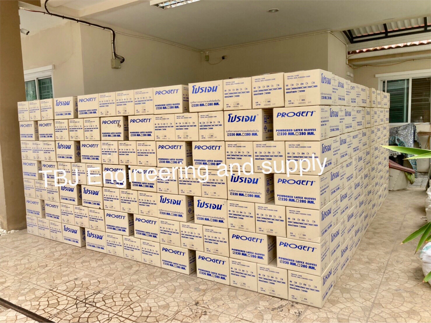 ถุงมือแพทย์ ถุงมือยาง แบบมีแป้ง Brand : Progen