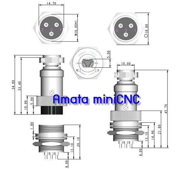 GX16 - Metal Connector (Male/Femal)
