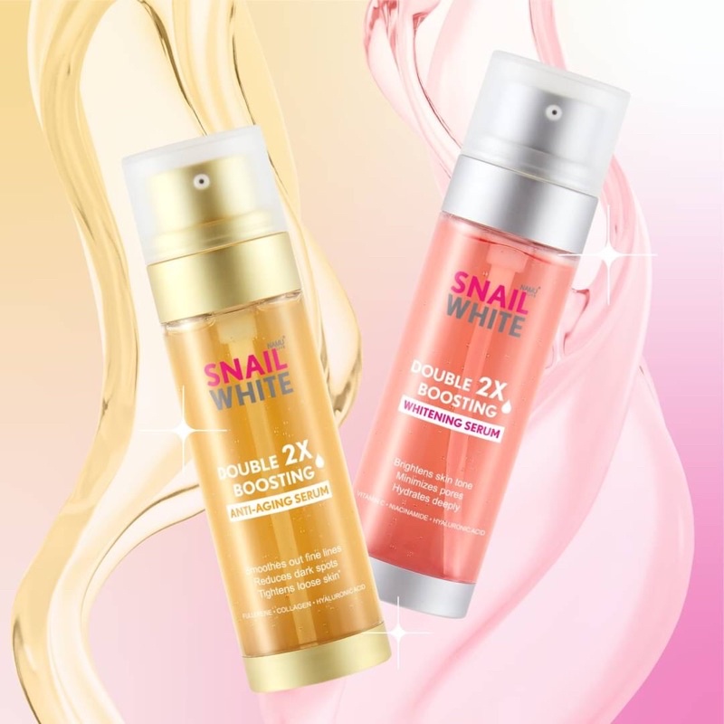 SNAIL WHITE DOUBLE BOOSTING SERUM 2 เซรั่มในขวดเดียว 40ml + 40 ml เซรั่มสเนลไวท์