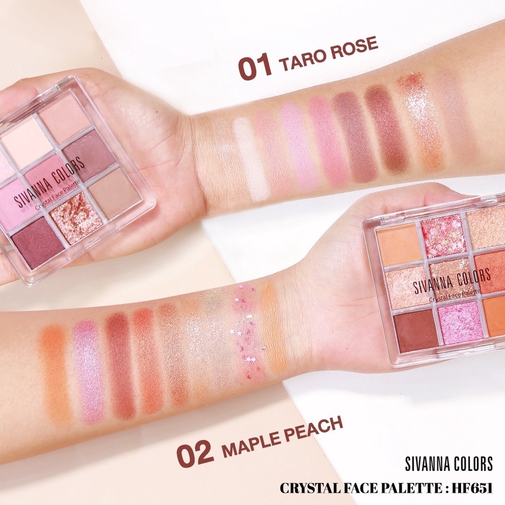 Sivanna Crystal Face Palette Eyeshadow HF651 พาเลท อายแชโดว์ ทาตา เนื้อแมท ชิมเมอร์ กลิตเตอร์